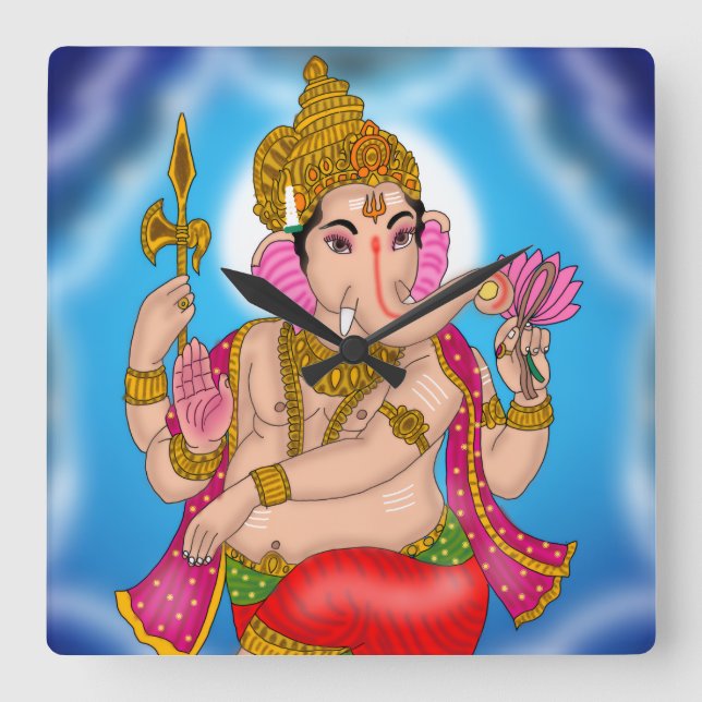 Cuadrado Reloj de Ganesha Bailando (Anverso)