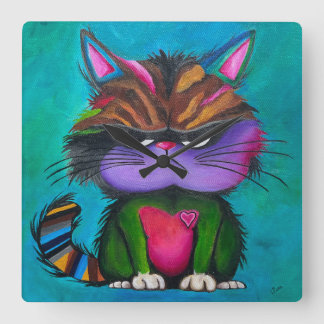 Cuadrado Reloj de Gatito Gruñón