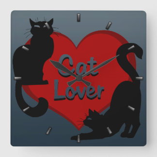 Cuadrado Reloj de gato Cute de gato Lover Wall Decoración d