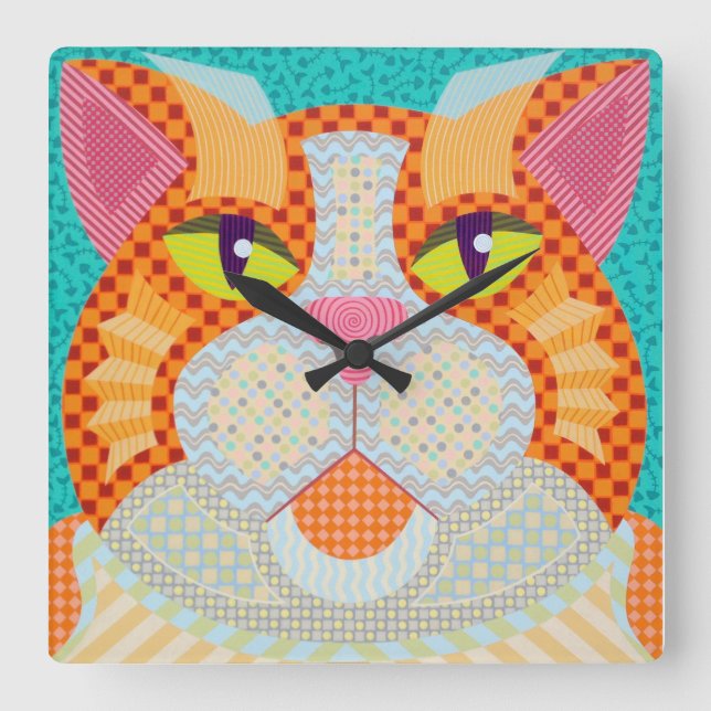 Cuadrado Reloj de gato de grasa (Anverso)