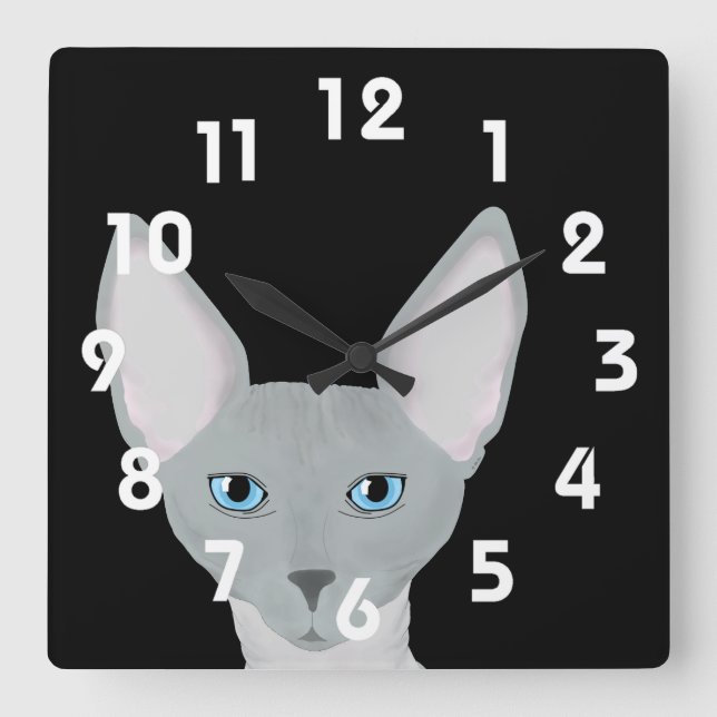 Cuadrado Reloj de gato Sphynx (Anverso)