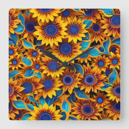 Cuadrado Reloj de girasol brillante