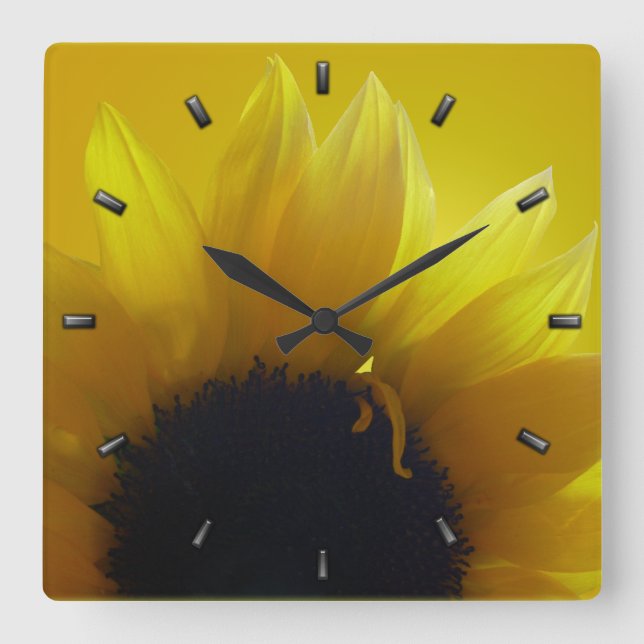 Cuadrado Reloj de girasol Reloj de flores amarillas Reloj d (Anverso)