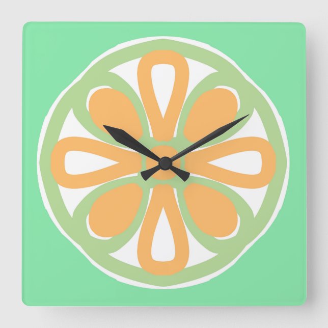Cuadrado Reloj de gran tamaño de zesty citrus (Anverso)