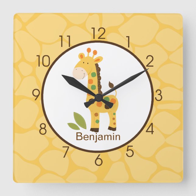 Cuadrado Reloj de guardería personalizado de la imagen de u (Anverso)