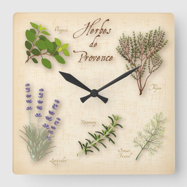 Cuadrado Reloj de Herbes de Provence (Anverso)