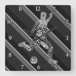 Cuadrado Reloj de idiomas de fútbol de fútbol