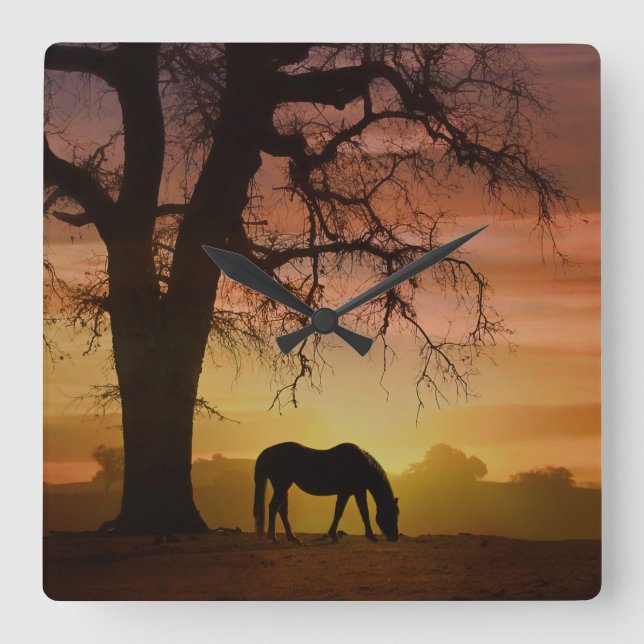 Cuadrado Reloj de imagen de caballo ganador de un premio (Anverso)