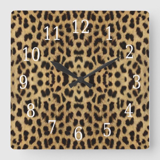 Cuadrado Reloj de impresión de leopardo (Anverso)