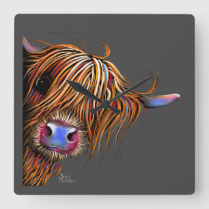 Cuadrado Reloj de impresión de vaca de Highland SuGaR LuMP
