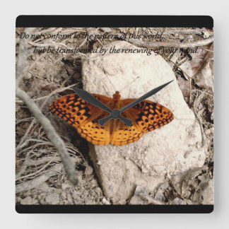 Cuadrado Reloj de inspiración de mariposa