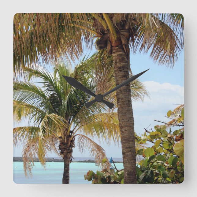 Cuadrado Reloj de isla tropical (Anverso)