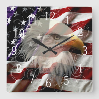Cuadrado Reloj de la bandera de American Eagle