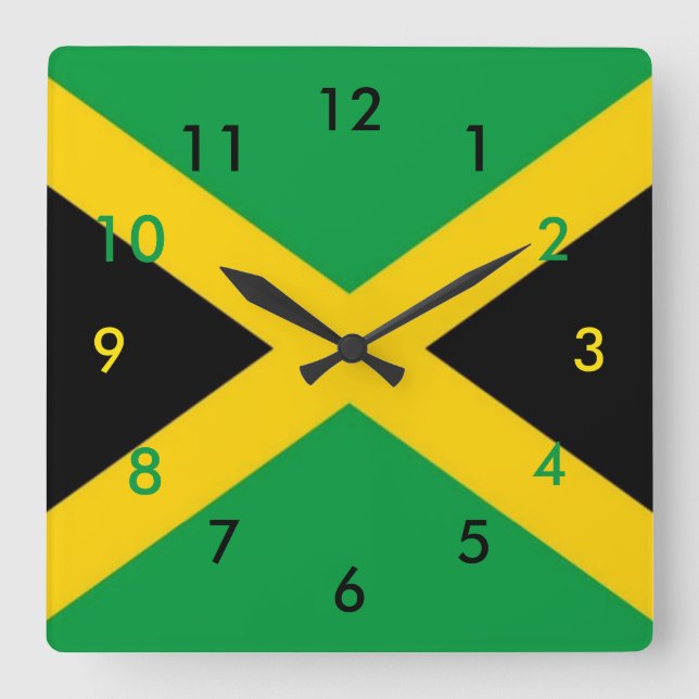 Cuadrado Reloj de la bandera de Jamaica (Anverso)