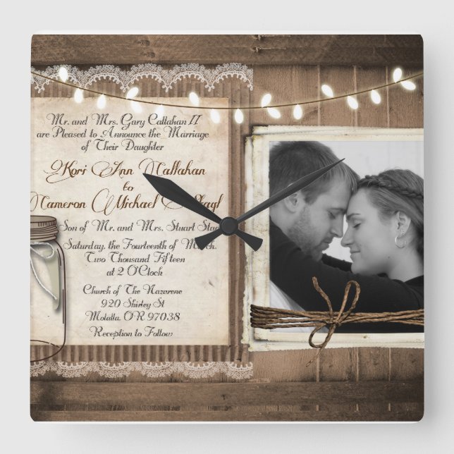 Cuadrado Reloj de la boda (Anverso)