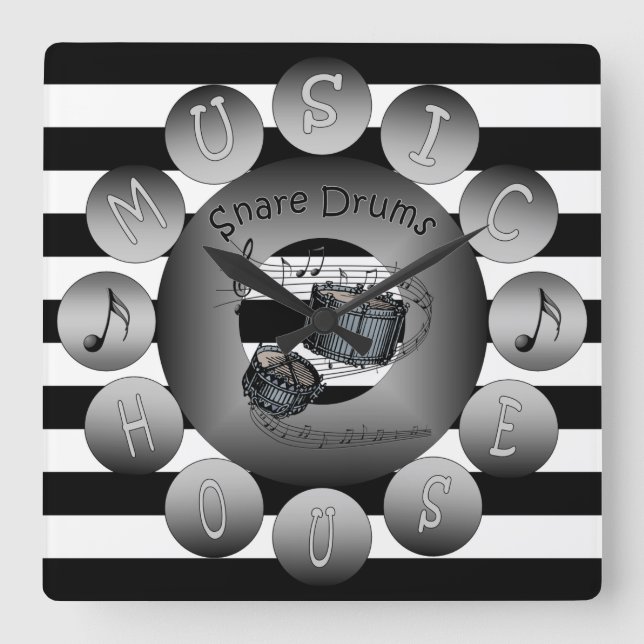 Cuadrado Reloj de la Casa de la Música~Tambores Snare~Escal (Anverso)