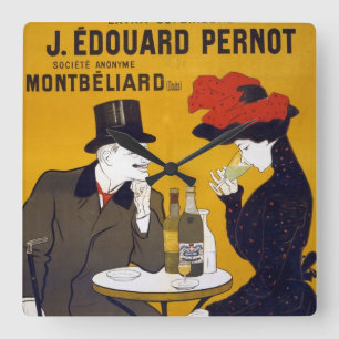 Cuadrado Reloj de la cocina de la escena del café de