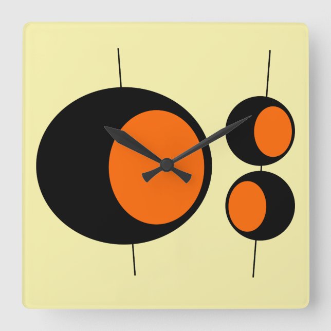 Cuadrado Reloj de la COCINA LEMON STARBURST moderno de medi (Anverso)