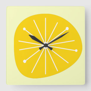 Cuadrado Reloj de la COCINA LEMON STARBURST moderno de medi