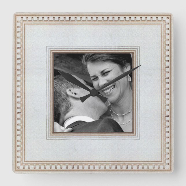 Cuadrado reloj de la foto de la memoria del boda (Anverso)