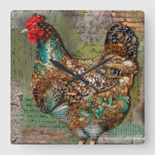 Cuadrado Reloj de la gallina de París