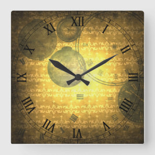 Cuadrado Reloj de la impresión de los números de SteamPun