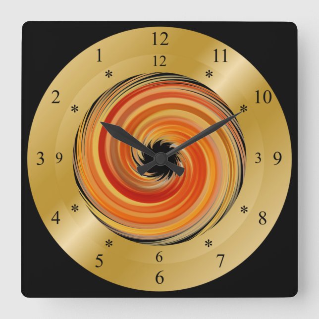 Cuadrado reloj de la máquina del tiempo ~ Naranja Vortex es (Anverso)