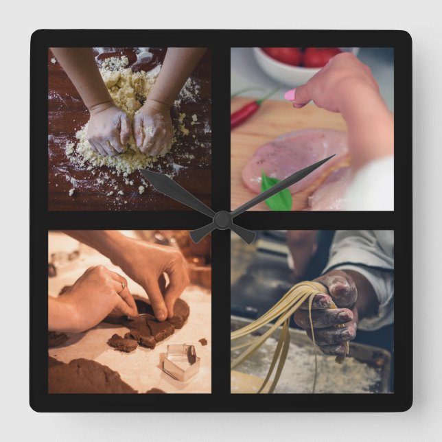 Cuadrado Reloj de la pared de la cocina (Anverso)