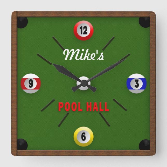 CUADRADO RELOJ DE LA PISCINA ROOM/HALL - PERSONALICE CON (Anverso)