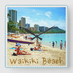 Cuadrado Reloj de la playa de Waikiki