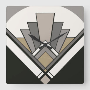 Cuadrado Reloj de la teja de la fan del art déco