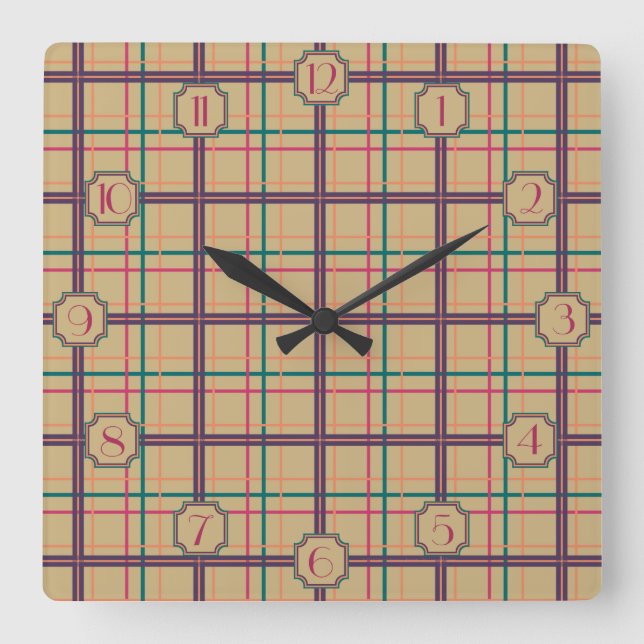 Cuadrado Reloj de la tela escocesa del verano (Anverso)