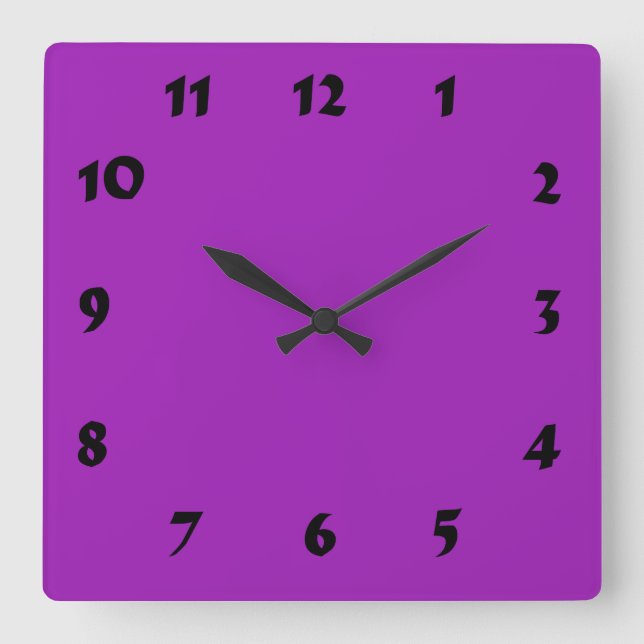 Cuadrado Reloj de lavanda brillante cembro con numeración (Anverso)