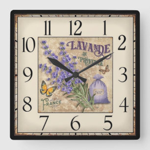 Cuadrado Reloj de Lavanda de Provenza