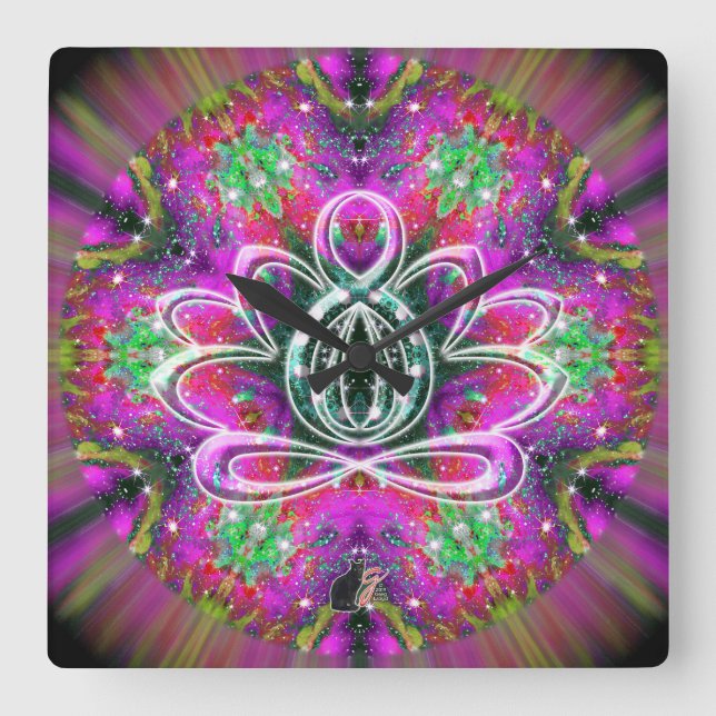 Cuadrado Reloj de Loto Zen Celestial (Anverso)