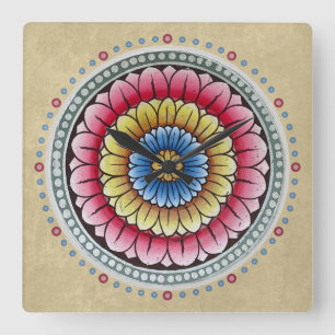 Cuadrado Reloj de Lotus Mandala