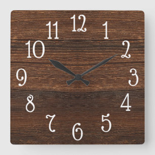 Cuadrado Reloj de madera de la impresión