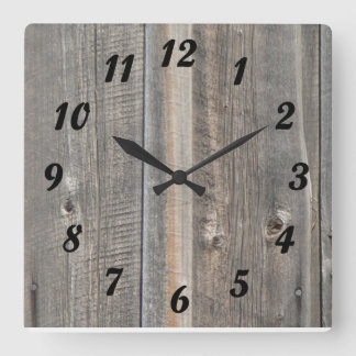 Cuadrado Reloj de madera de la mirada del granero