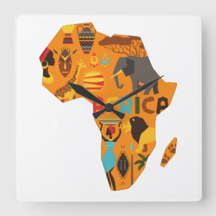 Cuadrado Reloj de mapas de África