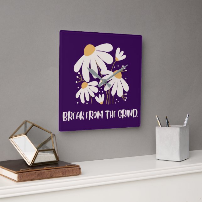 Cuadrado Reloj de margaritas (Oficina)