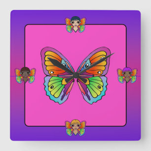 Cuadrado Reloj de mariposa de mujer