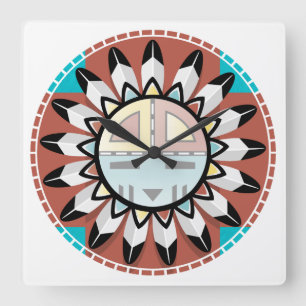 Cuadrado Reloj de máscaras Hopi Kachina