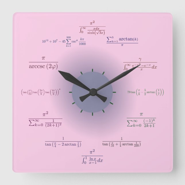 Cuadrado Reloj de Matemáticas (Anverso)