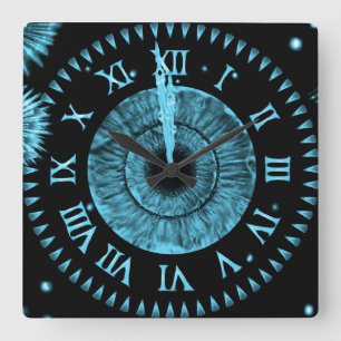 Cuadrado Reloj de medianoche azul claro