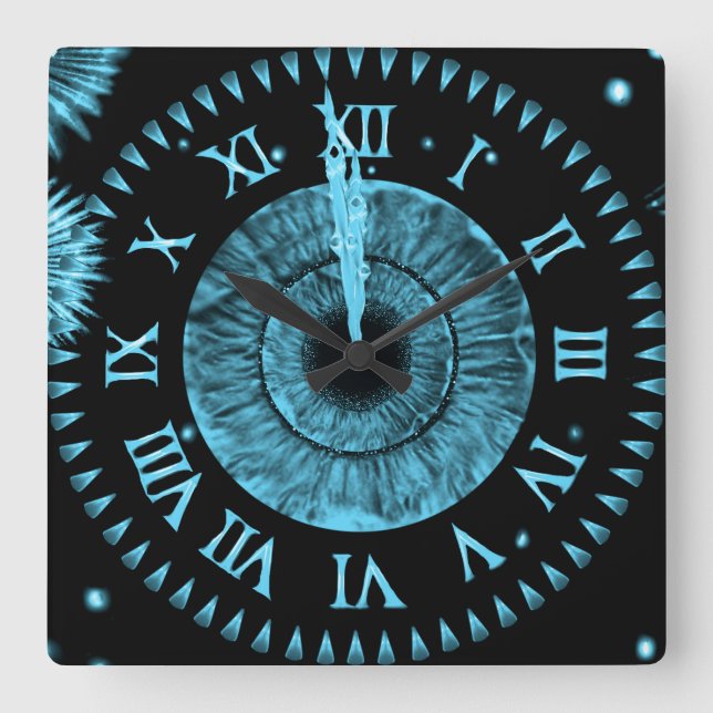 Cuadrado Reloj de medianoche azul claro (Anverso)