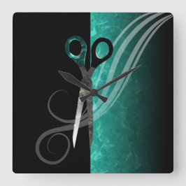 Cuadrado Reloj de moda del salón de pelo de la turquesa