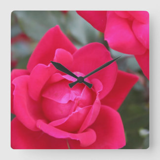 CUADRADO RELOJ DE MURO ROJO