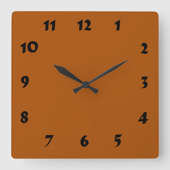 Cuadrado Reloj de Naranja quemado con número modificable (Anverso)