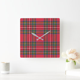 Cuadrado Reloj de Navidad Cuadros Rojos