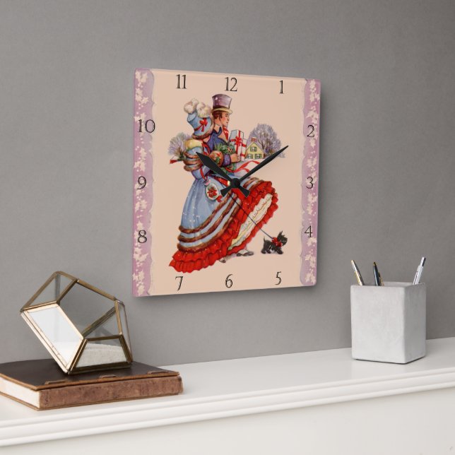 Cuadrado Reloj de Navidades de compras anticuado (Oficina)